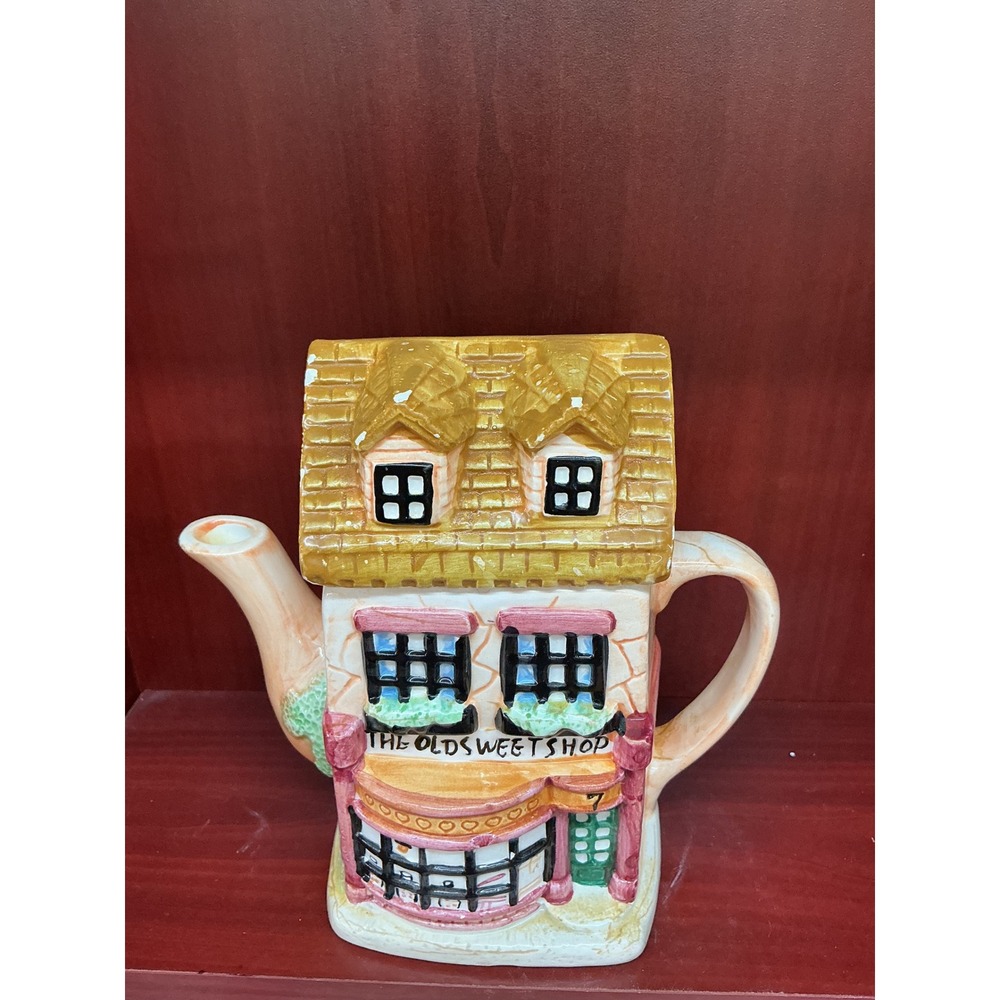Vintage The Old Sweet Shop House Teapot Ceramic Novelty Cottagecore Multicolored